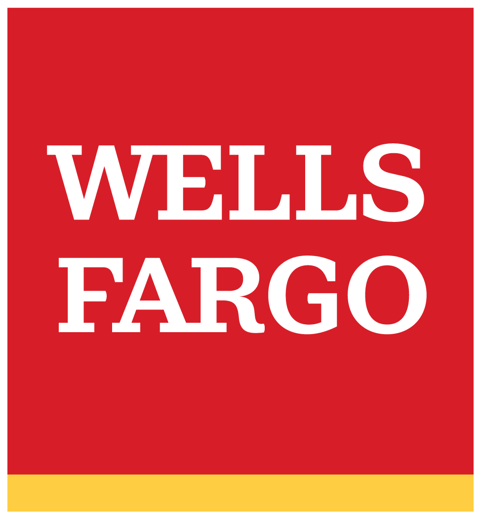 Wells Fargo logo in color: yellow lettering on a red square.